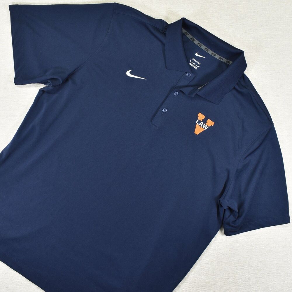 Nike Dri Fit Virginia Cavaliers UVA Law Mens XL Navy Blue Polo Shirt